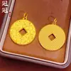 Colgante de la Fortuna de Cristal de Hielo Chapado en Oro de Latón, Brillante Suerte, Riqueza, Seguridad, Moneda de Cobre Atrae-Riqueza Colgante de Cadena para Clavícula para Mujeres