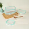 Contenedor de Vidrio de Borosilicato Personalizado para Alimentos, Lonchera Segura para Microondas y Horno con Agujeros de Ventilación, Juego de Lonchera Bento