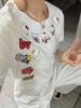 Camiseta de Algodón Puro de Manga Corta para Mujer, Corte Etiqueta para Chica Gordita, Estampado de Sal, Manga Media, Top, Ropa, Selección de Principio de Primavera, Moda de Verano