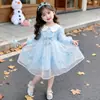 Vestido de Otoño para Niñas Pequeñas y Niños Pequeños, Vestido de Tul con Cuello de Muñeca Elsa