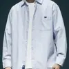 Nova camisa casual listrada solta de outono masculina, camisa de manga comprida estilo japonês para jovens, jaqueta estudantil da moda