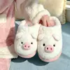 Pantuflas de algodón antideslizantes de suela gruesa para mujer, diseño lindo de ovejita, adecuadas para usar en exteriores en invierno, cálidas y afelpadas, con talón cerrado, ideales para uso posparto