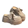 Zueco de Plataforma Gruesa de Gamuza Estilo Zueco para Mujer 2025 Nuevo Modelo Mocasines que Aumentan la Altura para Mujeres Bajitas