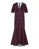 Ropa de Mujer de Comercio Exterior 2026 Nuevo Modelo Amazon Estampado Ajustado Abertura Sexy Adelgazante Cuello en V Profundo Estilo Pura Deseo Vestido