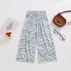 Pantalones Rectos de Verano Estilo Coreano para Niñas con Estampado Floral de Lunares, Pantalones Casuales Delgados para Bebés, Pantalones de Nueve Puntos, Pantalones Anti-Mosquitos para Niños Pequeños