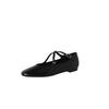 Zapatos Mary Jane con Tira Cruzada de Piel de Vaca Lavada de Primera Capa Súper Suave 2025 Otoño Planos Punta Redonda Suela Suave Zapatos de Piel Genuina para Mujer