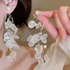 Pendientes de borlas de concha estilo coreano ultra-fairy, pendientes largos de borlas de moda y sofisticados, pendientes exquisitos de nicho estilo vacacional