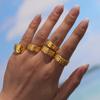 Anillo abierto circular soñador estilo minimalista acero inoxidable chapado en oro retención de color índice de moda anillo de dedo combinación de joyería para mano venta al por mayor