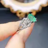 Anillo de Esmeralda Natural Popular al por Mayor de Fábrica Plata S925 Incrustado con Piedra Principal 5*7 Joyería de Lujo Venta Directa de Fábrica