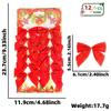 Laço de Natal Vermelho com Flocagem Mini Laço Decoração de Natal Laço Pequeno Estampado Pingente para Árvore de Natal