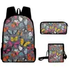 2025 Nuevo Producto Transfronterizo Elemento Mariposa Impresión Digital 3D Mochila Bolsa Escolar Mochila Bolso Cruzado Estuche Lápices DIY