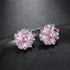 Brincos de Flor de Quatro Folhas S925 Agulha de Prata Esterlina Moda Japonesa e Coreana Simples Amor Rosa Brincos de Zircão Brincos Bonitos