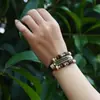 Joyería Popular Europea y Americana Más Vendida Pulsera de Cuero Hecha a Mano con Cuentas para Mejor Amigo Comercio Electrónico Transfronterizo