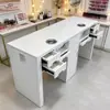 Nova Mesa de Manicure de Luxo com Tampo de Mármore, Aspirador e Gaveta Integrada para Estações de Trabalho de Salão de Unhas
