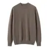 Suéter de Color Sólido con Cuello Redondo 100% Cachemira Pura para Hombre, Nuevo Pull Over de Punto Grueso Holgado Otoño/Invierno, Camisa Básica Casual