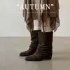Botines de moda para mujer, sueltos, plisados, colección otoño/invierno 2026, con plataforma interior, punta cuadrada, tacón alto, botas de moda hasta la pantorrilla