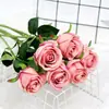 Decoração de auditório de casamento flor artificial ramo único rosa da Bulgária decoração de sala de estar de casa flor decorativa flor de seda
