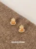 Pendientes de Plata 925 con Aguja, de Calabaza Degradada Color Champaña para Mujer, Nuevo Estilo Chino Retro Personalidad Temperamento Versátiles, Lujo Ligero de Gama Alta