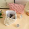 Bolsa de Cosméticos de Pana a Cuadros Bolsa Acolchada de Almacenamiento para Mujer Portátil Bolsa de Momia de Gran Capacidad Bolsa de Almacenamiento de Cosméticos