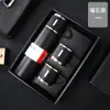 Juego de tazas térmicas de acero inoxidable 304 transfronterizo con tres tapas, juego de caja de regalo de estilo empresarial de paredes rectas, disponible en varios colores