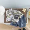 Traje de Verano para Niños 2026 Nuevo Conjunto de Dos Piezas de Manga Corta con Letras para Niños Ropa de Moda para Bebés Venta al por Mayor Dropshipping