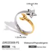 Anel Jingqiao de Aço Titânio Não Desbota Design Nicho Feminino Aço Inoxidável Dourado 18K Estrela Lua Aberto Joia para Mulheres