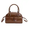 Versão Coreana Bolsa Boston de Mão Retro de Nicho para Mulheres 2025 Inverno Nova Tendência Elegante Color-Blocking Bolsa de Ombro Único Transversal