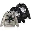 Moletom Masculino de Manga Longa Estilo Novo Mandala Flor Primavera, Outono e Inverno, Design Estrelado Tendência de Luxo Leve, Blusa Casual com Gola Redonda Rasgada