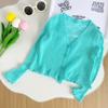Ropa infantil, cárdigan de punto para niñas, novedad de verano 2023, estilo occidental, camisa fina de protección solar para bebés, 0158