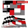 Mantel Geométrico Negro, Rectangular con Patrón de Lino Textura de Bambú Poliéster Lavable, Impermeable y a Prueba de Aceite