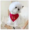 Toalha de Saliva para Pet com Palavras Felizes, Gravata Borboleta de Decoração para Cão de Casamento, Babador para Pet, Lenço de Gato para Enxoval de Gato, Casamento Vermelho