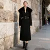 Blazer de Diseño Nuevo para Verano 2026 con Cuello de Piel para Mujer, Estilo Europeo y Americano, Estilo Británico, Blazer Largo para Viajar