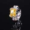 Zhuang Shengsheng Jóias Base de Cobre Banhado a Ouro Alto Carbono Diamante Flor de Gelo Quadrado Diamante Cobre Arco Luz Anel de Luxo para Mulheres 8*10