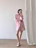 Conjunto de Dos Piezas Jomi Estilo Verano Relajado/Casual Perezoso: Camisa Oversize 100% Lino y Shorts Protectores Solares para Mujer