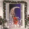 Cubierta de Puerta de Tela Elástica Cubierta de Puerta de Navidad Alegre Transfronteriza Tapiz Fondo de Tela de Regalo de Papá Noel para Fiesta Festiva