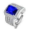 Anillo de Transmisión en Vivo para Celebridad de Internet, Dominante Lleno de Diamantes, Diamantes Rectangulares, Anillo con Piedra Preciosa Imitación de Topacio Natural Corte Esmeralda