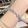 Nuevo Brazalete de Corazón a Corazón con Corte Fireworks de Topacio Más Vendido, Brazalete de Aguamarina de Lujo Ligero y de Gama Alta