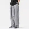 Pantalones casuales de verano ligeros de corte holgado para hombres de talla grande, diseño único con espacio extra, estilo harén con efecto de pierna ancha plisada