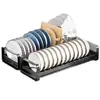 Estante Extraíble para Almacenamiento de Platos de Cocina Gabinete Cesta para Platos sin Taladro Tipo Cajón Estante para Platos Escurridor de Platos