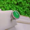 Anillo masculino de calcedonia verde bañado en plata s925, venta al por mayor de fábrica, anillo de boca viva de calcedonia verde, venta al por mayor