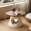 Mesa de centro na cor creme para uso doméstico, mesa para sacada com bay window, mesa redonda aquecida com armazenamento, cama para gato estilo vintage, mesa de centro pequena, mesa de chá simples