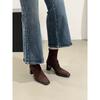 Botas Delgadas Negras de Gamuza Retro con Tacón Grueso Botines Pequeños Bajos Zapatos de Mujer 2025 Nuevo Otoño Versátiles Estilo Coreano Botines Pequeños para Tobillo