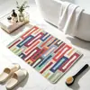 Alfombra de suelo geométrica estilo bohemio para baño del hogar, absorbente de agua y antideslizante, terciopelo de bucle pequeño para dormitorio, terciopelo belga