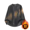Sudadera Gruesa de Manga Larga con Estampado de Letras para Hombre, Talla Grande, Corte Holgado, Moderna, Versátil, Prenda para Pareja, Forro Polar