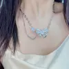 Colar Gota de Água Versa Brilliant com Gema de Alto Carbono para Mulher Design de Designer Banhado a Ouro 18K Zircônia Gota de Água Estilo Doce Cool Laço