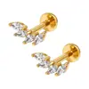 Piercing de Labio de Acero Inoxidable Piercing de Cartílago Auricular de Acero de Titanio Forma de Corazón Estilo Circonita de Corte Ovalado Pendiente de Rosca Interna con Parte Trasera Plana Pendiente de Nicho de Gama Alta