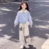 Conjunto de Dos Piezas para Niña 2026 Primavera y Otoño Dulce Top con Retazos Diseño Retro Pantalones Casuales