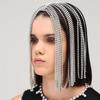 Cadena para el cabello con borlas cortas de lujo, joyería transfronteriza europea y americana, tocado exagerado con diamantes de imitación para actuaciones en el escenario.
