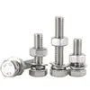 Juego de Tornillos Externos Hexagonales de Acero Inoxidable 304 Tuercas Hexagonales Arandelas de Resorte Arandelas Planas Juego de Accesorios m4m5m6m8m10