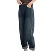Calça Harem Jeans de Cintura Alta Plus Size para Mulheres, Novo Estilo Outono 2025, Cobre o Quadril, Emagrecimento, Elástica, Calça Dad